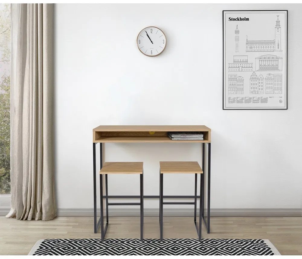 Íróasztal tölgyfa dekoros asztallappal 35x100 cm Frame – Woodman