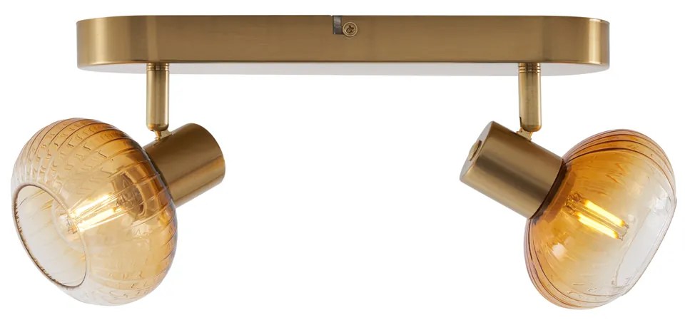 Kerek mennyezeti spotlámpa arany színű, borostyánsárga üveggel, 2 fényforrás - Teddy