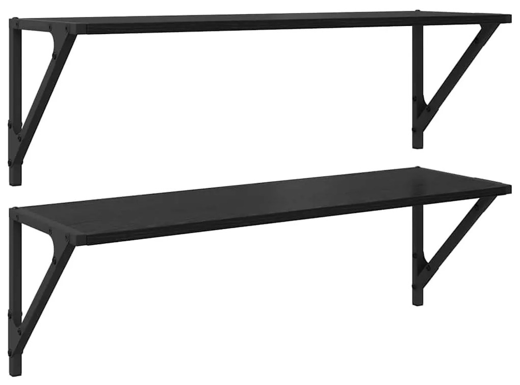 Falpolcok 2 pcs Fekete tölgy 80 x 25 x 25,5 cm Faanyag