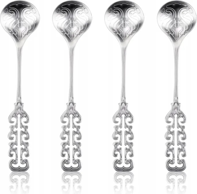 Reton 4 db-os gyönyörű dekoratív kanál szett ezüst rozsdamentes acél