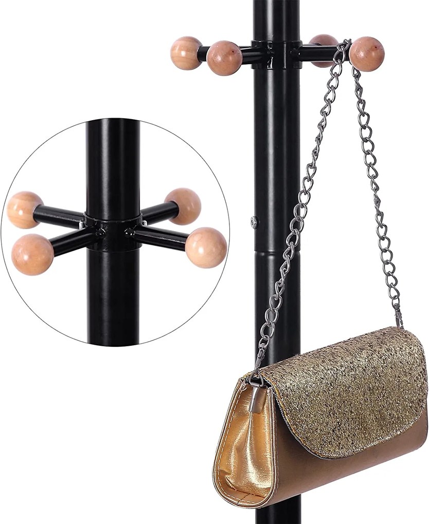 SAMUEL álló fogas, 49x176cm, fekete SongmicsHome