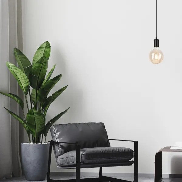 Csillár zsinóron ASTRID 1xE27/60W/230V matt fekete