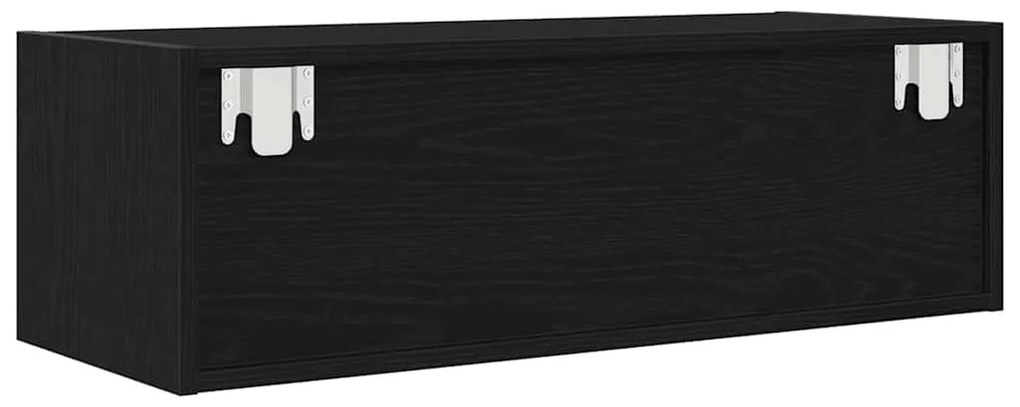 2 db fekete tölgy színű szerelt fa TV-szekrény 80x31x25,5 cm