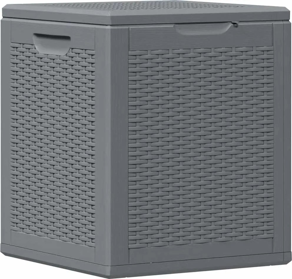 vidaXL szürke PP rattan kerti tárolóláda 90 L