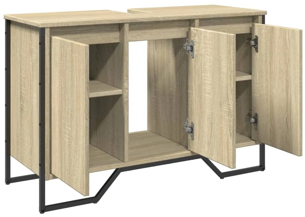 sonoma tölgy szerelt fa fürdőszobai mosdószekrény 91x35x60 cm
