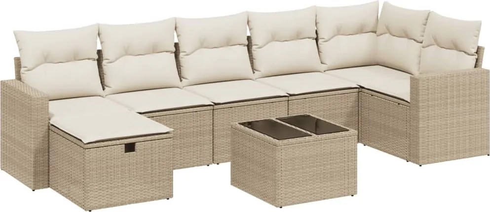 vidaXL 8 részes bézs polyrattan kerti ülőgarnitúra párnával