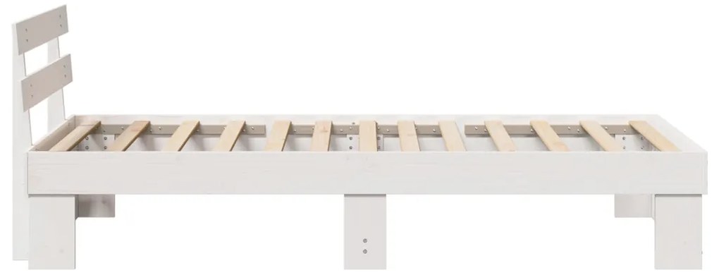 ágykeret fejtámlával Fehér 100x200 cm Tömör fa fenyő