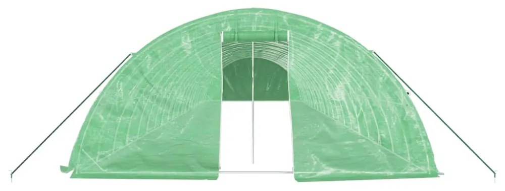 zöld acélvázas melegház 100 m² 20 x 5 x 2,3 m