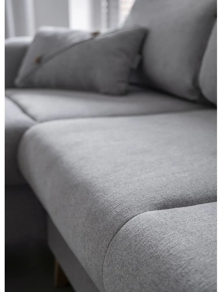 Scandic Lagom világosszürke kinyitható sarokkanapé, bal oldali - Miuform