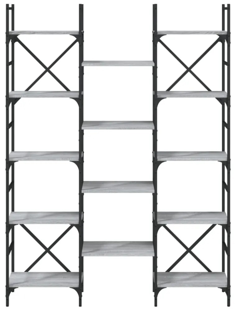 szürke sonoma színű szerelt fa könyvespolc 127,5x28,5x172,5 cm