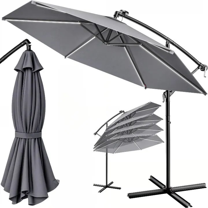 Deuba LED napernyő Mali Ø350 cm - antracit