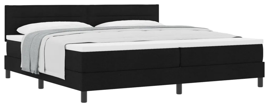 Boxspring Ágy Mattal Fekete 200x200 cm Szövet