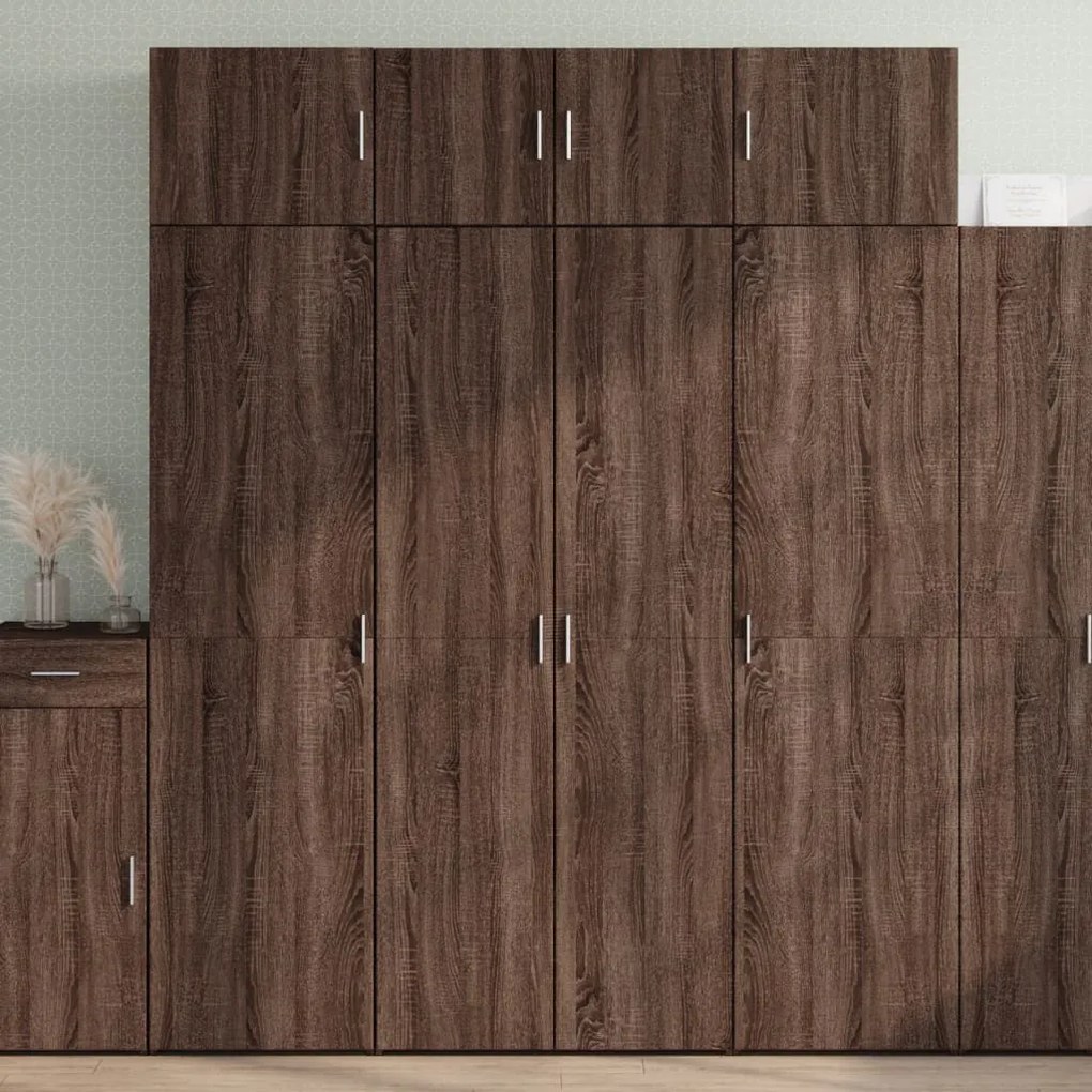 barna tölgy színű szerelt fa tárolószekrény 80 x 42,5 x 225 cm