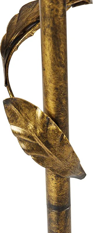 Arany színű állólámpa levélmintás lámpabúrával és arany belsővel 50 cm - Linden