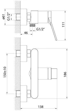 Aqualine - Zuhanycsap BOLERO fényezett króm
