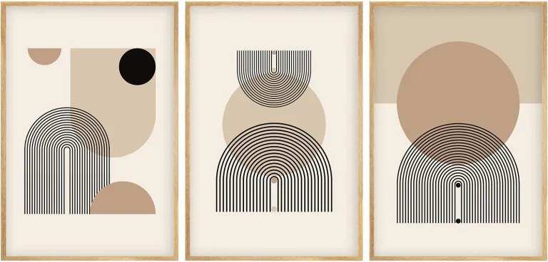 Huhu263 keretezett MDF falikép, 50 x 70 cm, 3 db-os szett