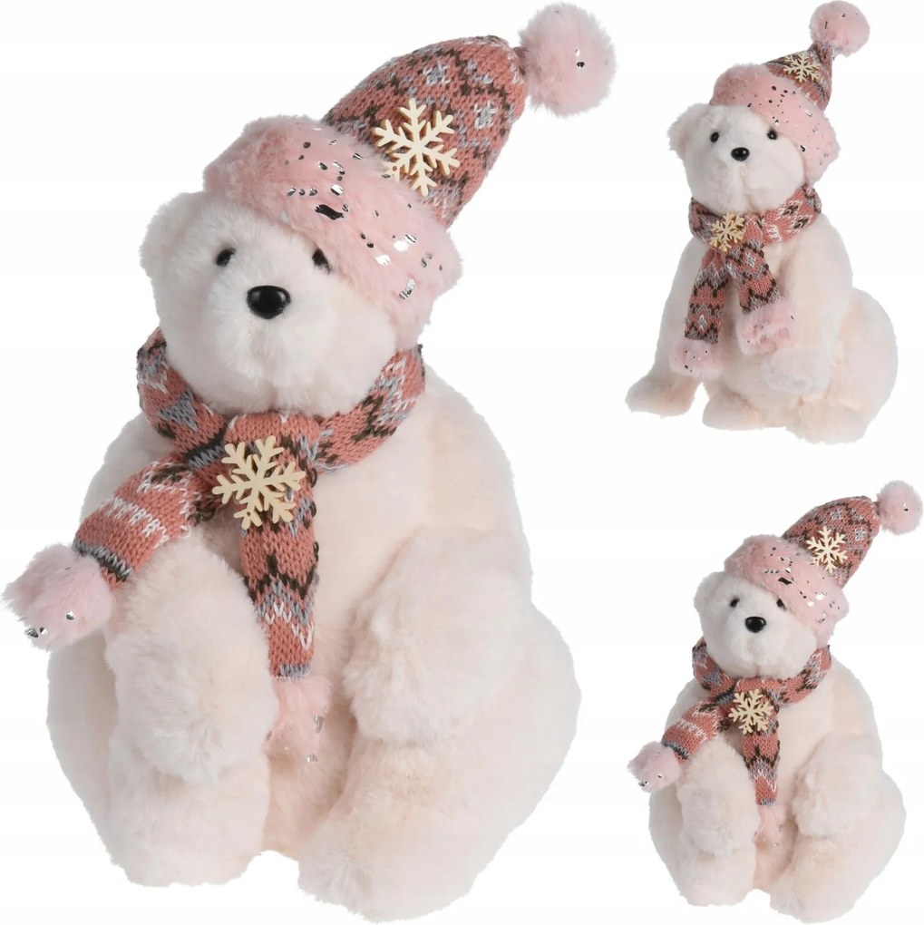 Karácsonyi Dekorációs Figura Jegesmedve rózsaszín 31cm