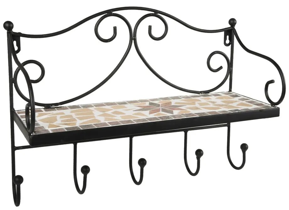 Fekete fém fali fogas polccal 42 cm Almeria – Garden Pleasure