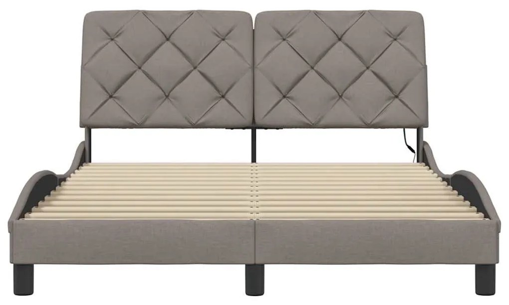 tópszínű szövet ágykeret LED-es matrac nélkül 140 x 200 cm