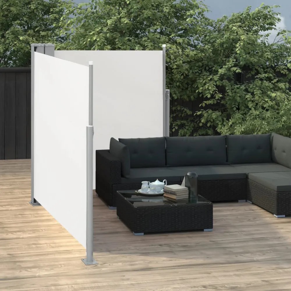krémszínű behúzható dupla teraszi napellenző 170 x 600 cm