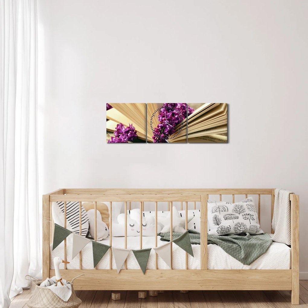 Kép egy levendula könyvről (órával) (90x30 cm)
