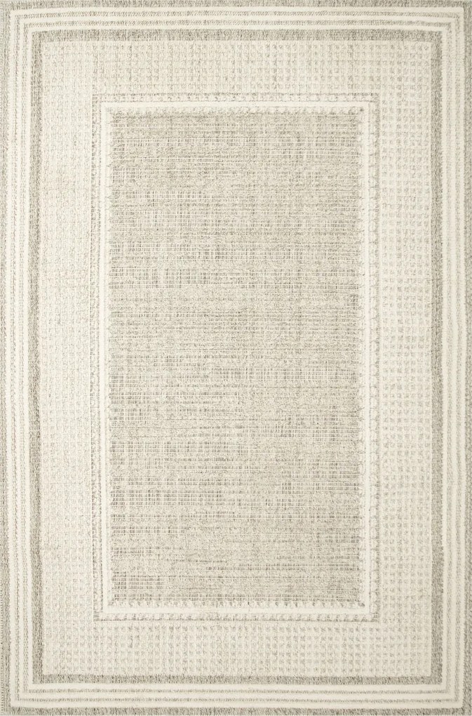 60x100 cm Világos Pamut Szőnyeg Krém Bézs Szürke Kétszintes Geometrikus