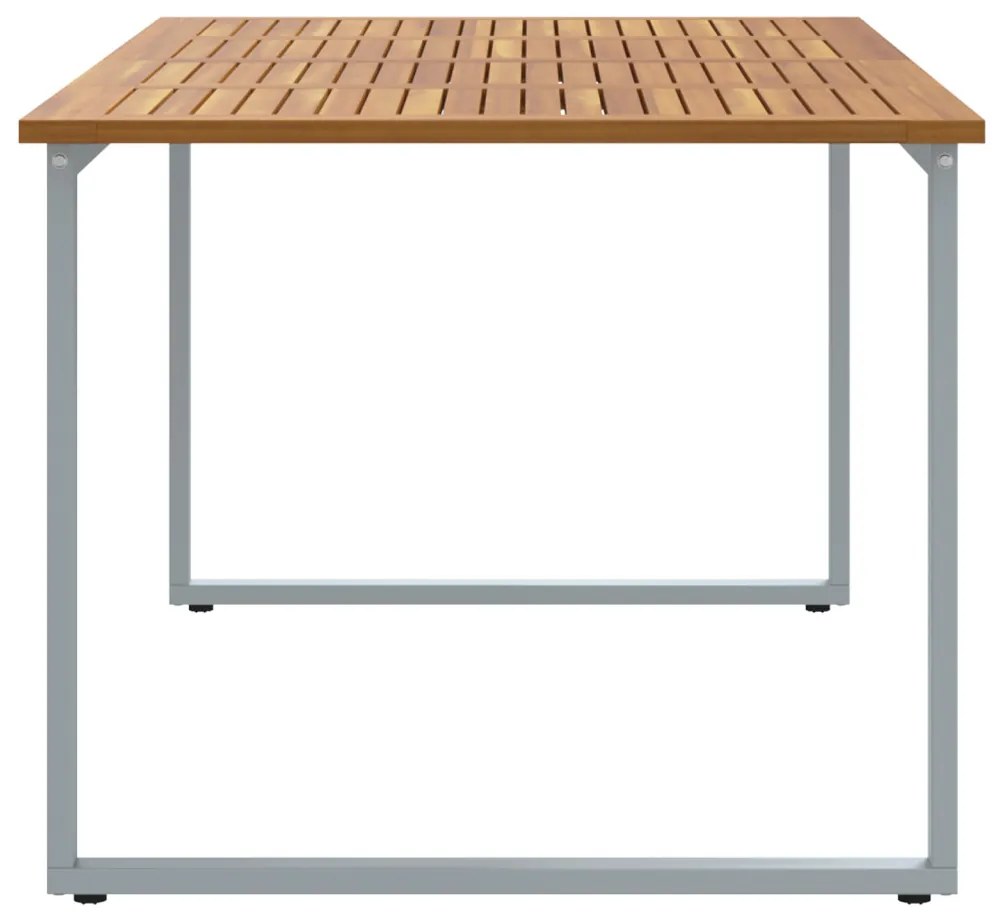 Kültéri Étkezőasztal Szürke 180x90x75 cm Acél&amp;Masszív Akác Fa