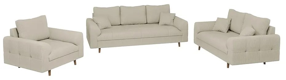 Bézs kordbársony kanapé 210 cm Ariella – Ropez