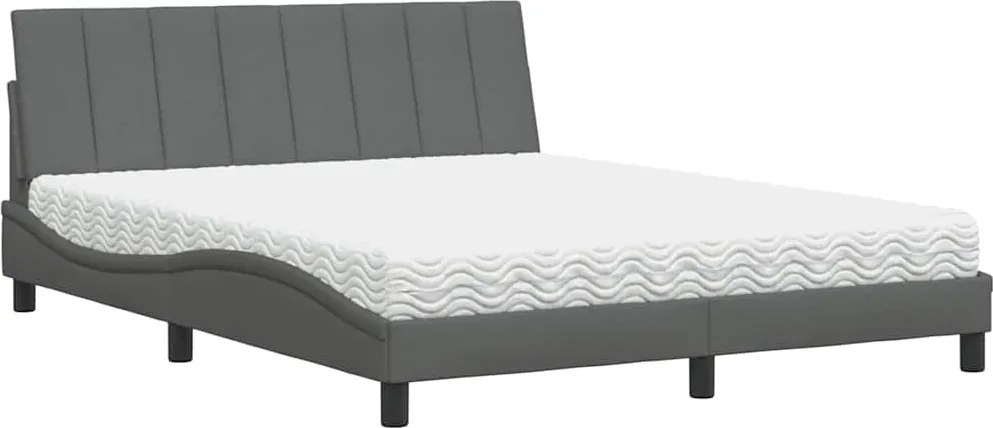 vidaXL ágy matraccal Hanko Sötét szürke 160x200 cm szövet
