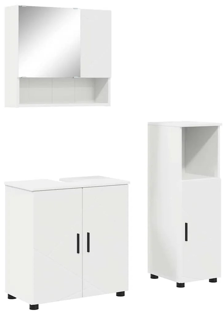 Fürdőszoba bútor szett 3 pcs Fehér 61 x 35 x 64 cm Faanyag