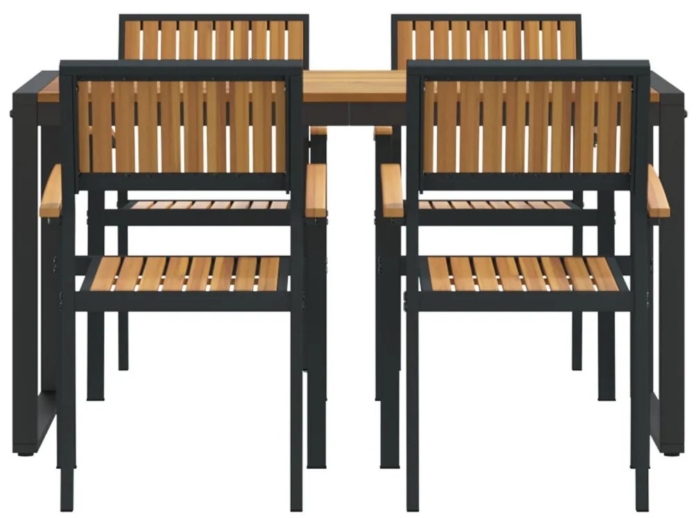 Kert étkező szett 5 pcs Fekete és barna 140 x 80 x 75 cm