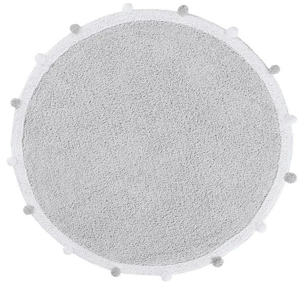 Világosszürke mosható kézi szövésű pamut gyerek szőnyeg ø120 cm Bubbly – Lorena Canals