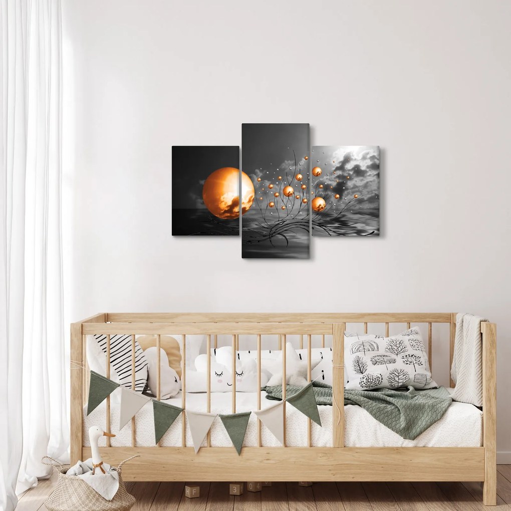 Narancssárga absztrakt gömbök képe (90x60 cm)