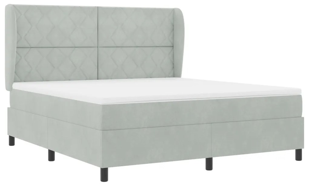 Boxspring Ágy Matrac Kép Szürke 180x200 cm Bársony