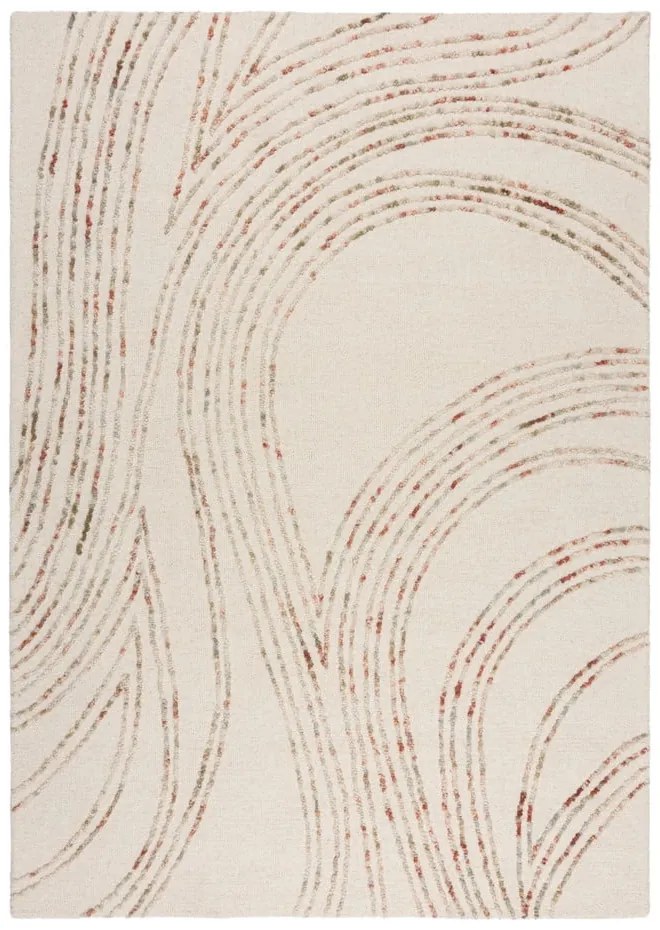 Narancssárga-krémszínű gyapjú szőnyeg 80x150 cm Abstract Swirl – Flair Rugs