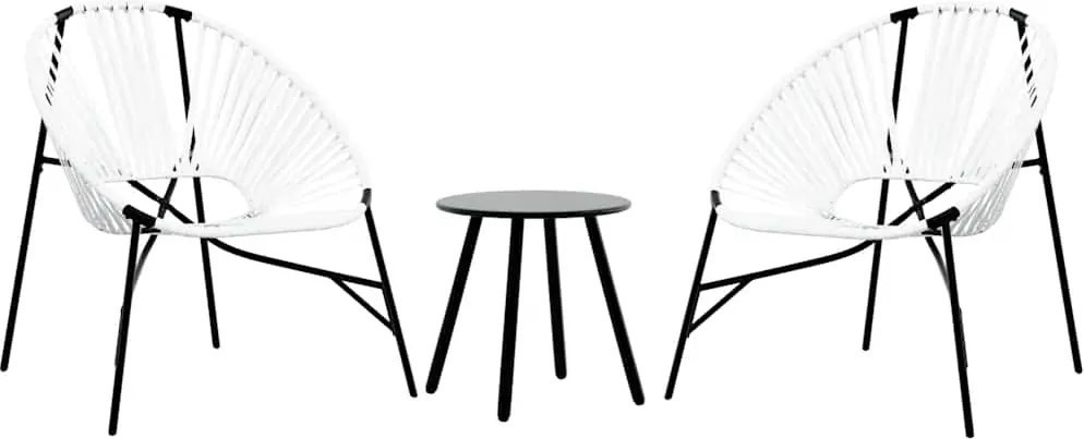 vidaXL 3 db fekete fehér polyrattan kerti szék szett