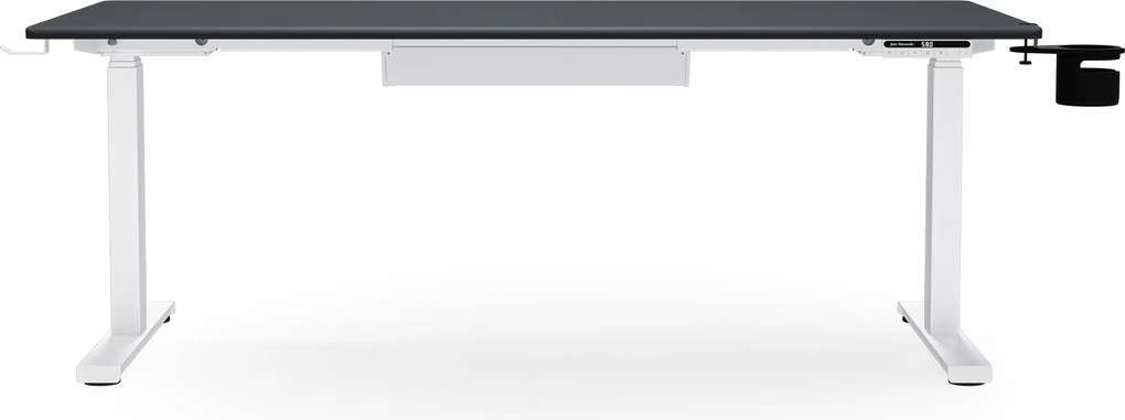 Elektromos, állítható magasságú, ergonomikus, fehér-antracit íróasztal,1600x800 mm: ARIA