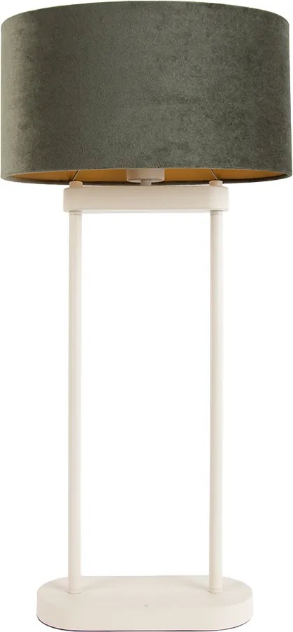 Asztali lámpa bézs színben, zöld ovális búrával és arany belsővel 35 cm - Thijmen