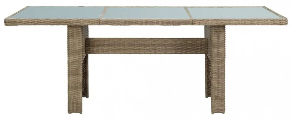 barna üveg és polyrattan kerti étkezőasztal 200 x 100 x 74 cm