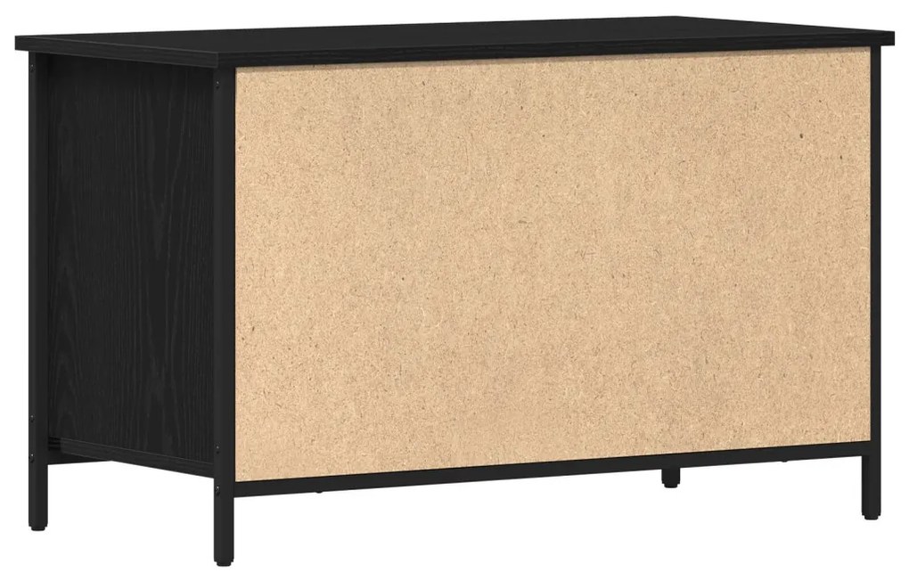 TV Szekrény Fekete Tölgy 80x40x50 cm Mérnöki Fa és Acél