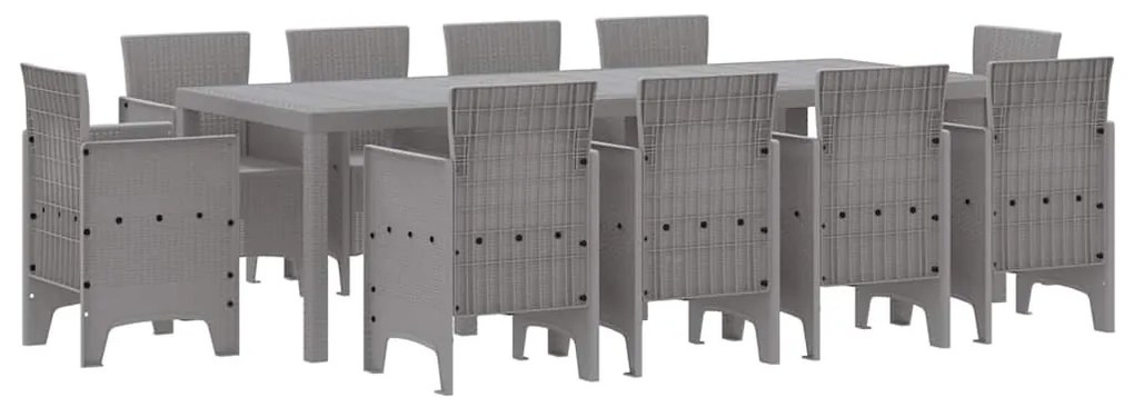 Kert étkező szett 11 pcs Világosszürke Polt rattan