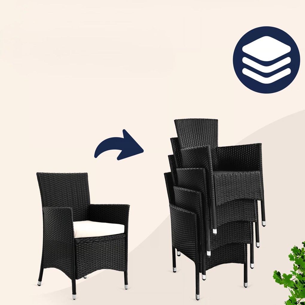 Deuba Berlin 1+6 polyrattan kerti bútor szett - fekete/krém