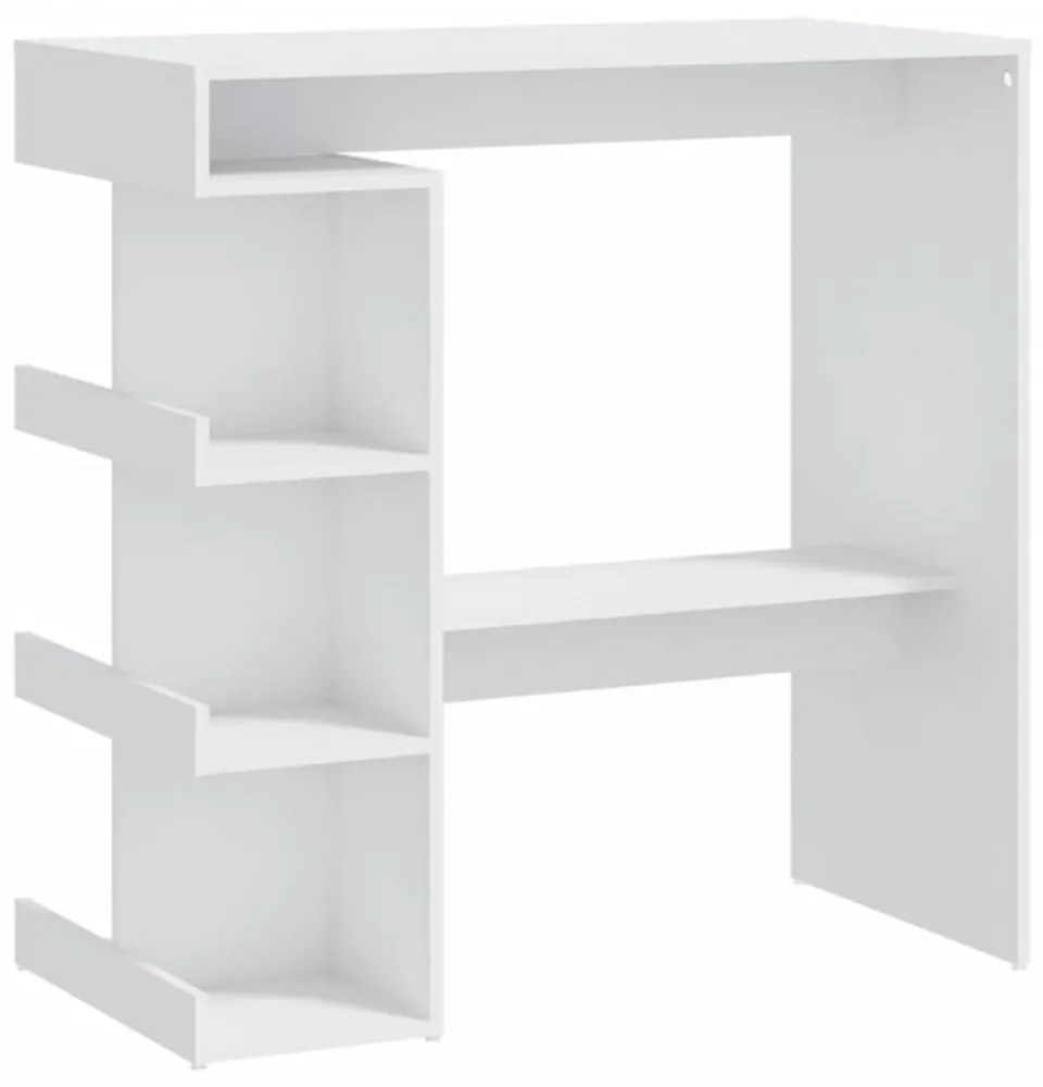 fehér szerelt fa bárasztal tárolópolccal 100 x 50 x 101,5 cm
