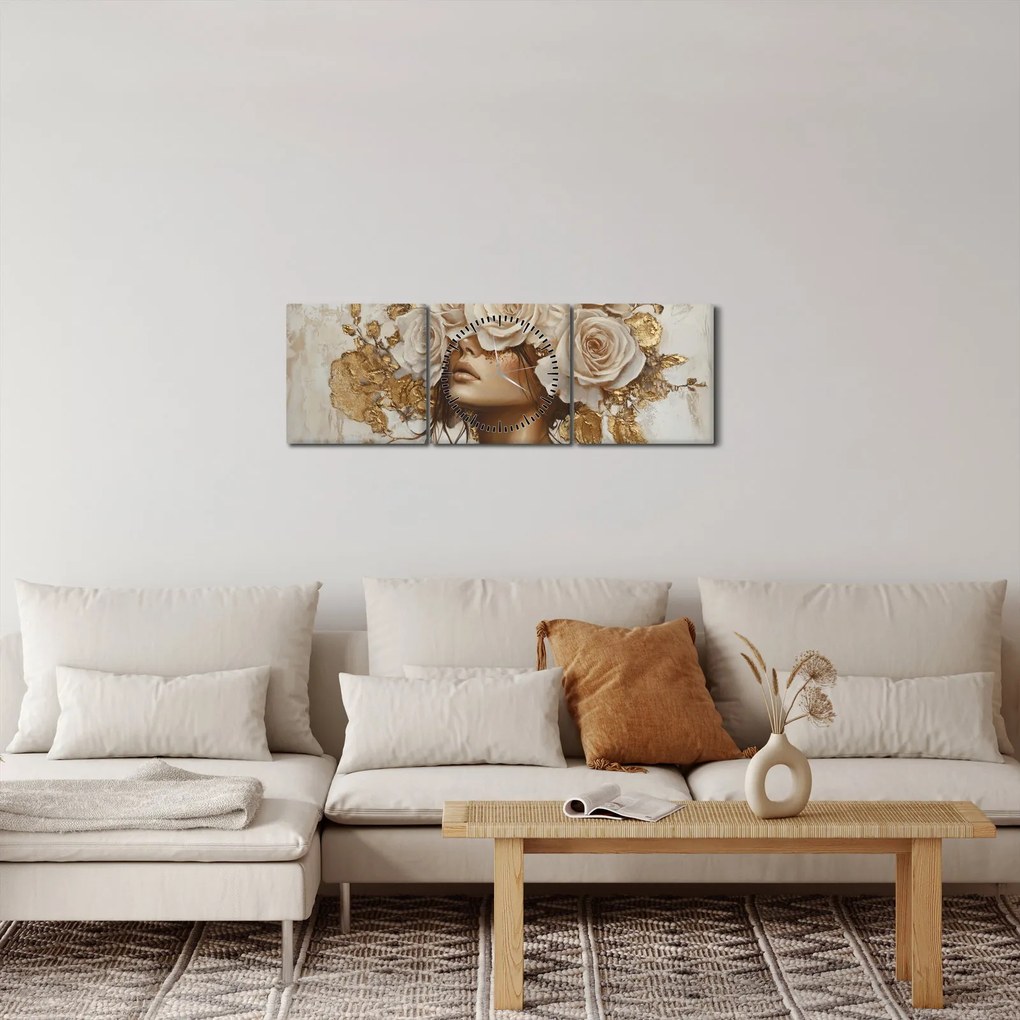 Kép - Lány rózsákkal (órával) (90x30 cm)