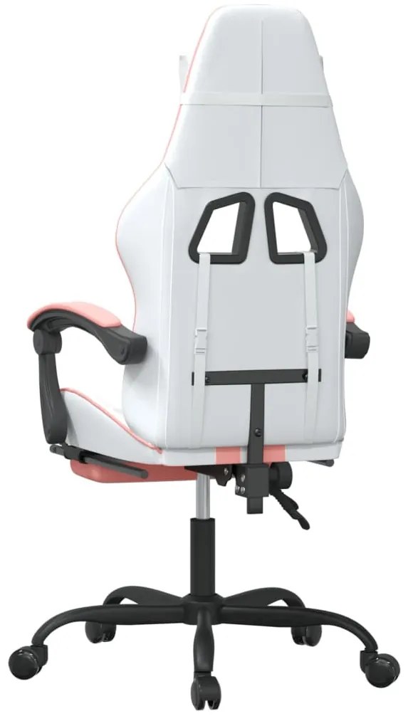 fehér és rózsaszín műbőr forgó játékszék lábtartóval