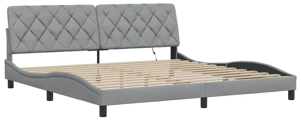 világosszürke szövet ágykeret LED-es matrac nélkül 200 x 200 cm