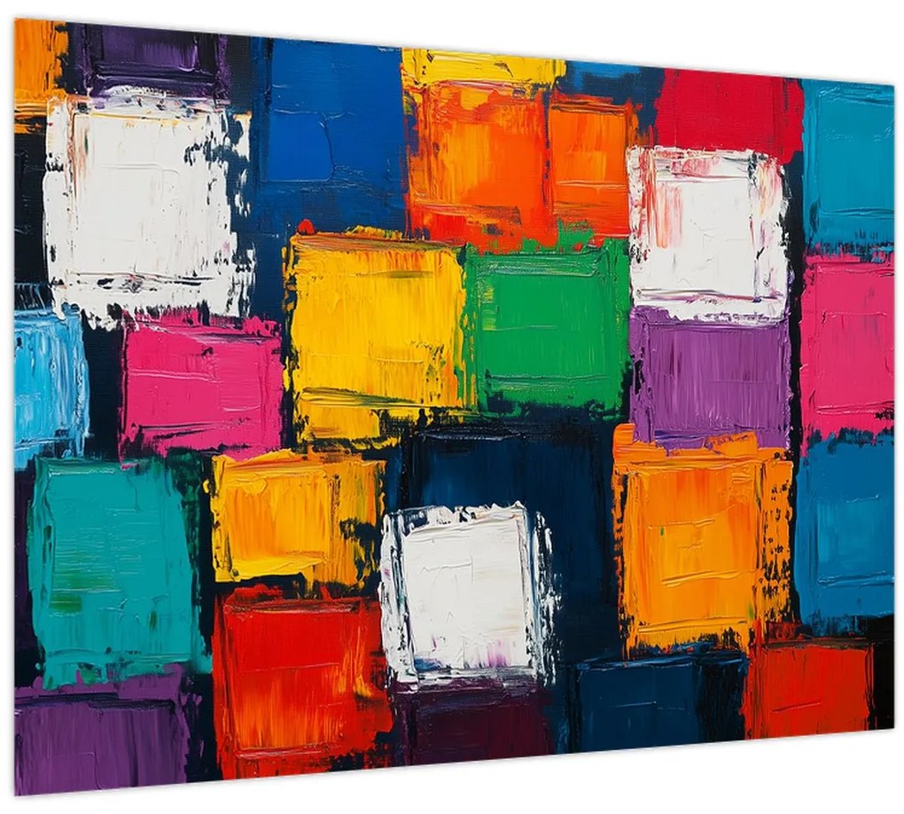 Kép - Színes négyzetek festménye (70x50 cm)