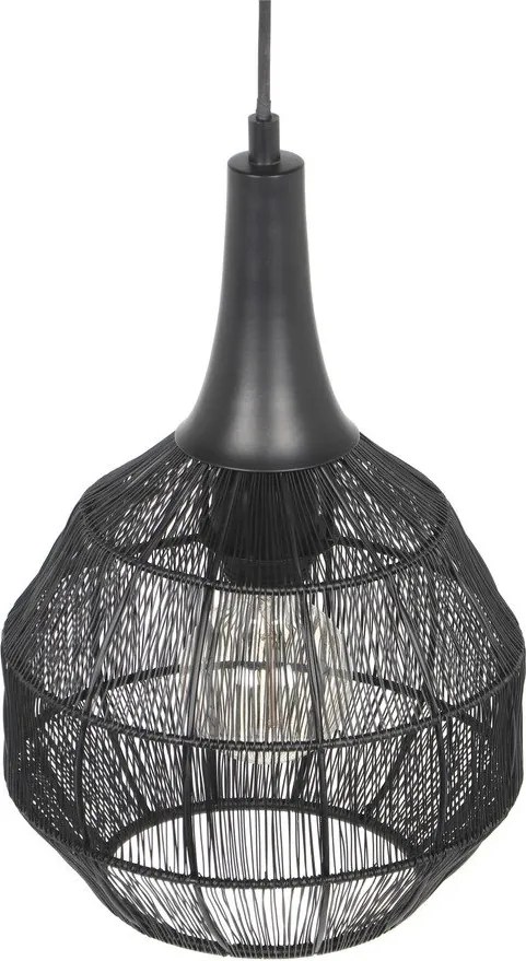 Matt fekete függőlámpa fém búrával Soraya – Trio