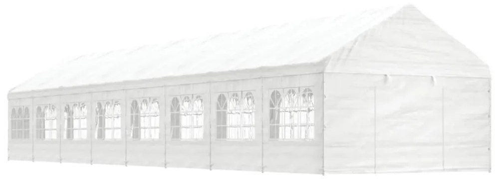 fehér polietilén pavilon tetővel 17,84 x 4,08 x 3,22 m