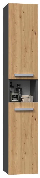 Riano MIX Nel I fürdőszoba szekrény, 31x174x30 cm, antracit-tölgy